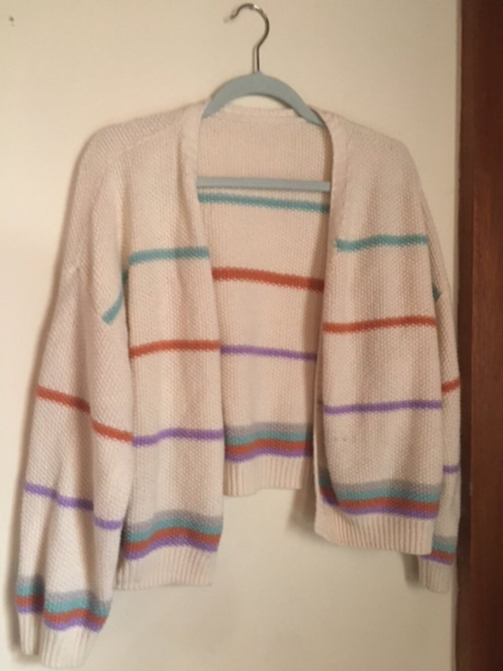Multicolor thin-striped knit cardigan